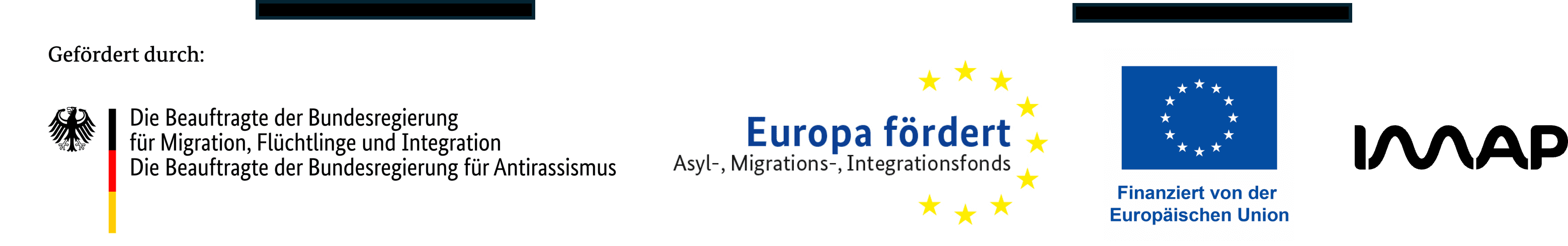 Logo des Bundesintegrationsbeauftragten und des Asyl-, Migrations- und Integrationsfonds der Europäischen Union (AMIF).